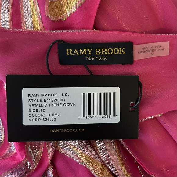 Ramy Brook Irene Cutout Metallic Gown Sz 12 Twist-Front Jacquard Maxi Dress - Picture 8 of 8